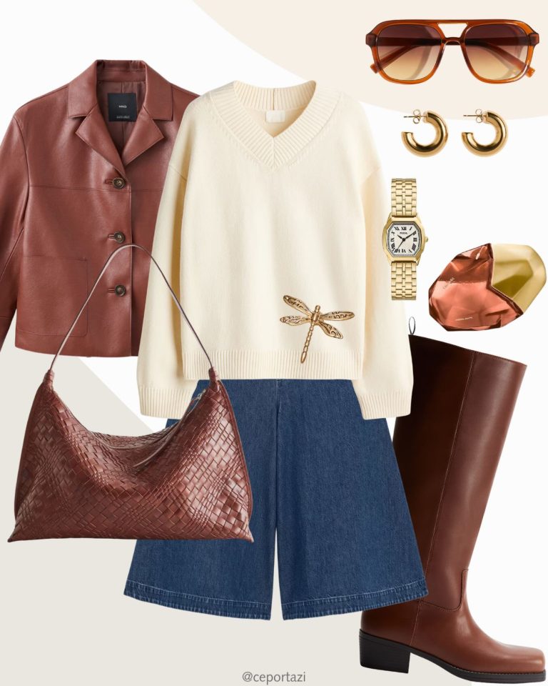 Chestnut Leather and Cream Knit: A Fresh Way to Style Fall Denim